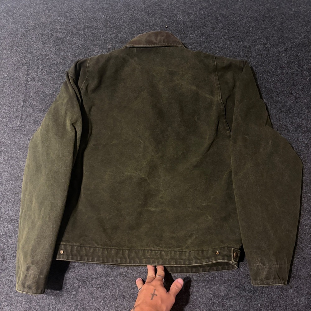 Carhartt Detroit Jacket Moss Green Duck Canvas Blanke… - Gem